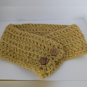 Cozy Knit Cowl Scarf with Wooden Buttons